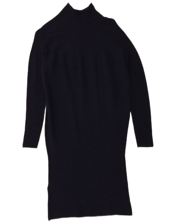 Phase Eight Womens Knit Long Sleeve Drop Waist Dress UK 12 Medium Navy Blue