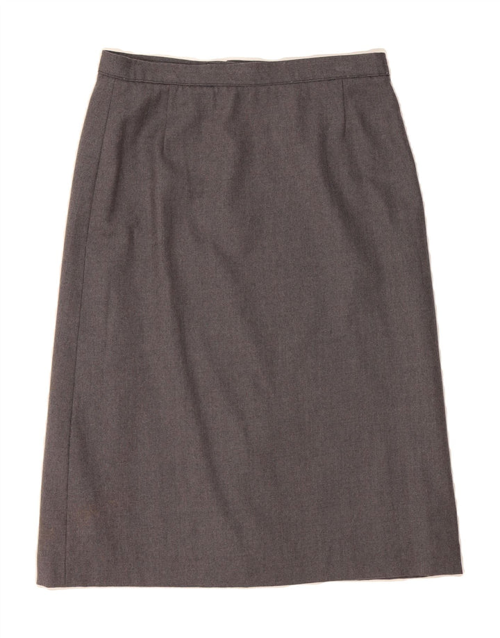 ALLYSON WOOD Womens A-Line Skirt UK 14 Medium W30  Grey Virgin Wool Vintage Allyson Wood and Second-Hand Allyson Wood from Messina Hembry 