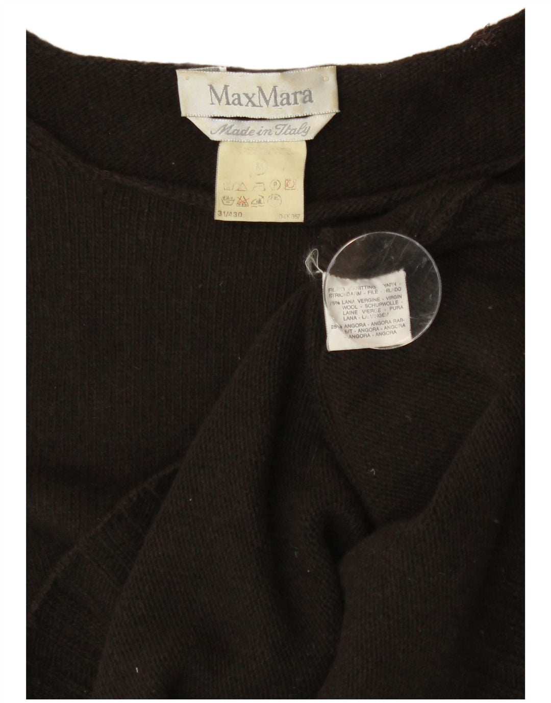 Max Mara Womens Crop Crew Neck Jumper Sweater UK 12 Medium Brown