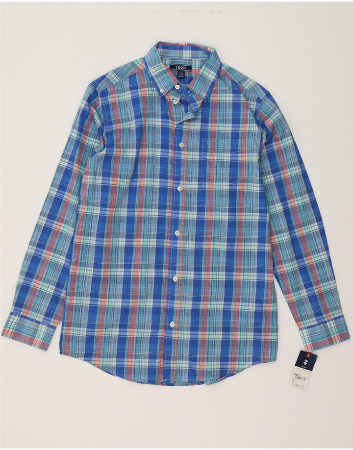 IZOD Boys Shirt 15-16 Years XL Blue Check Cotton Vintage Izod and Second-Hand Izod from Messina Hembry 