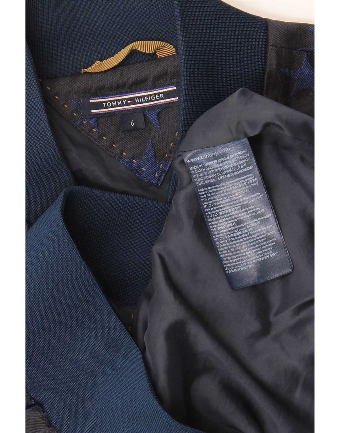 Tommy Hilfiger Dame Bomber Jacket US 6 Medium Navy Blue Geometric