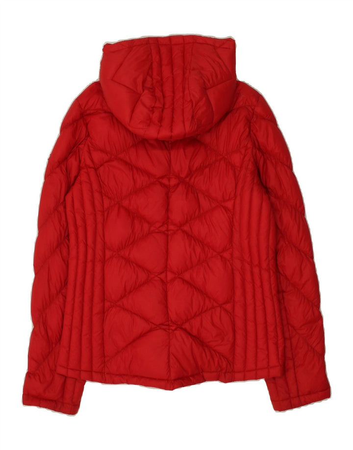 MICHAEL KORS Womens Hooded Padded Jacket UK 10 Small Red Argyle/Diamond Vintage Michael Kors and Second-Hand Michael Kors from Messina Hembry 