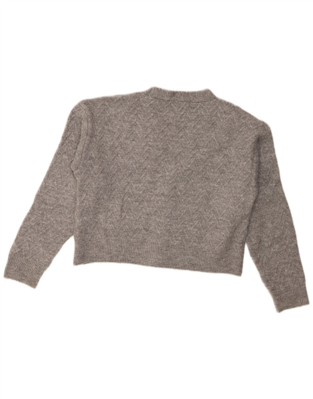 Zara Womens Crop Cardigan Sweater UK 14 Medium Grey Akryl