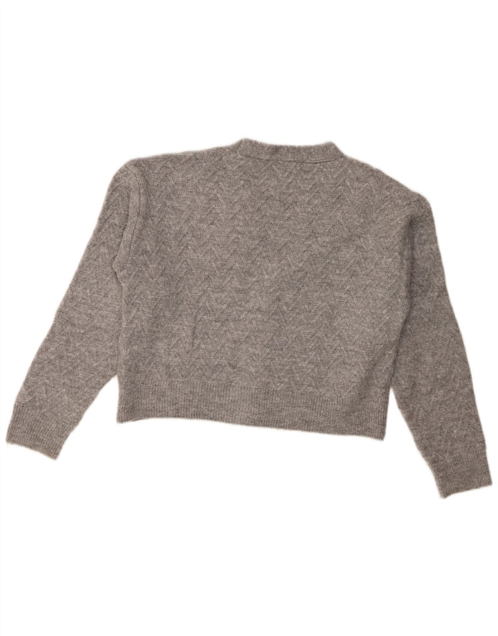 Zara Womens Crop Cardigan Sweater UK 14 Medium Grey Akryl
