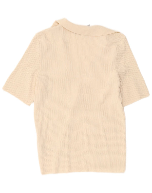 Marks & Spencer Dame Polo Shirt UK 6 XS Off White Viscose