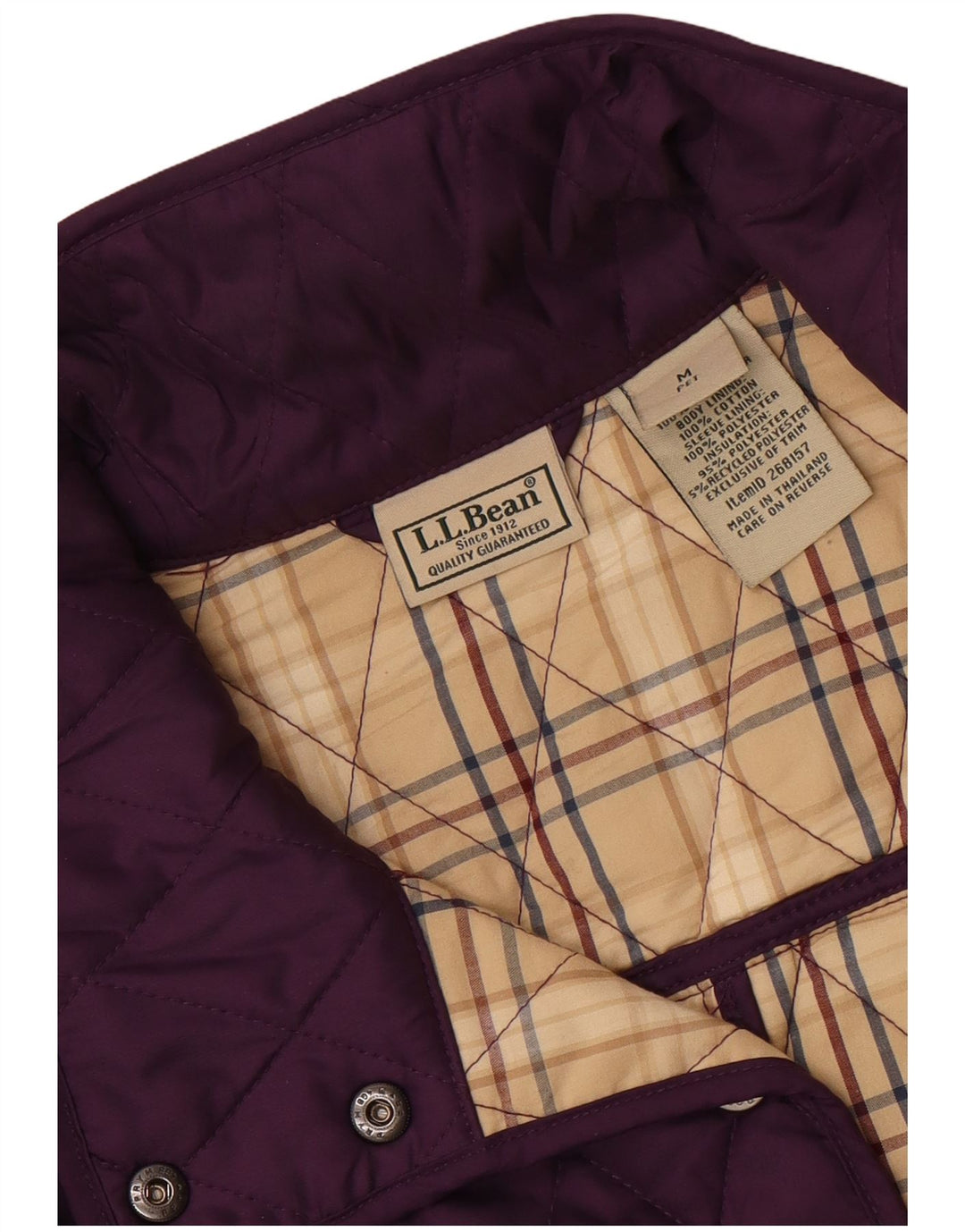 L.L.Bean Quiltet jakke til kvinder UK 14 Medium Purple Polyester