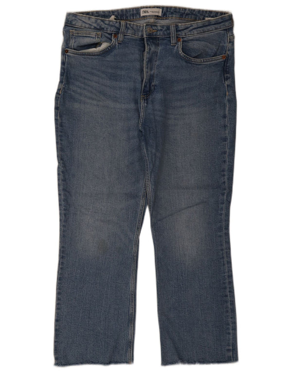 Zara Dame Cropped Jeans EU 44 XL W34 L25 Blå Bomuld