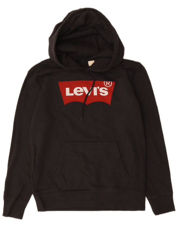 Levi's Mens Standard Graphic Hoodie Jumper Small Black Cotton