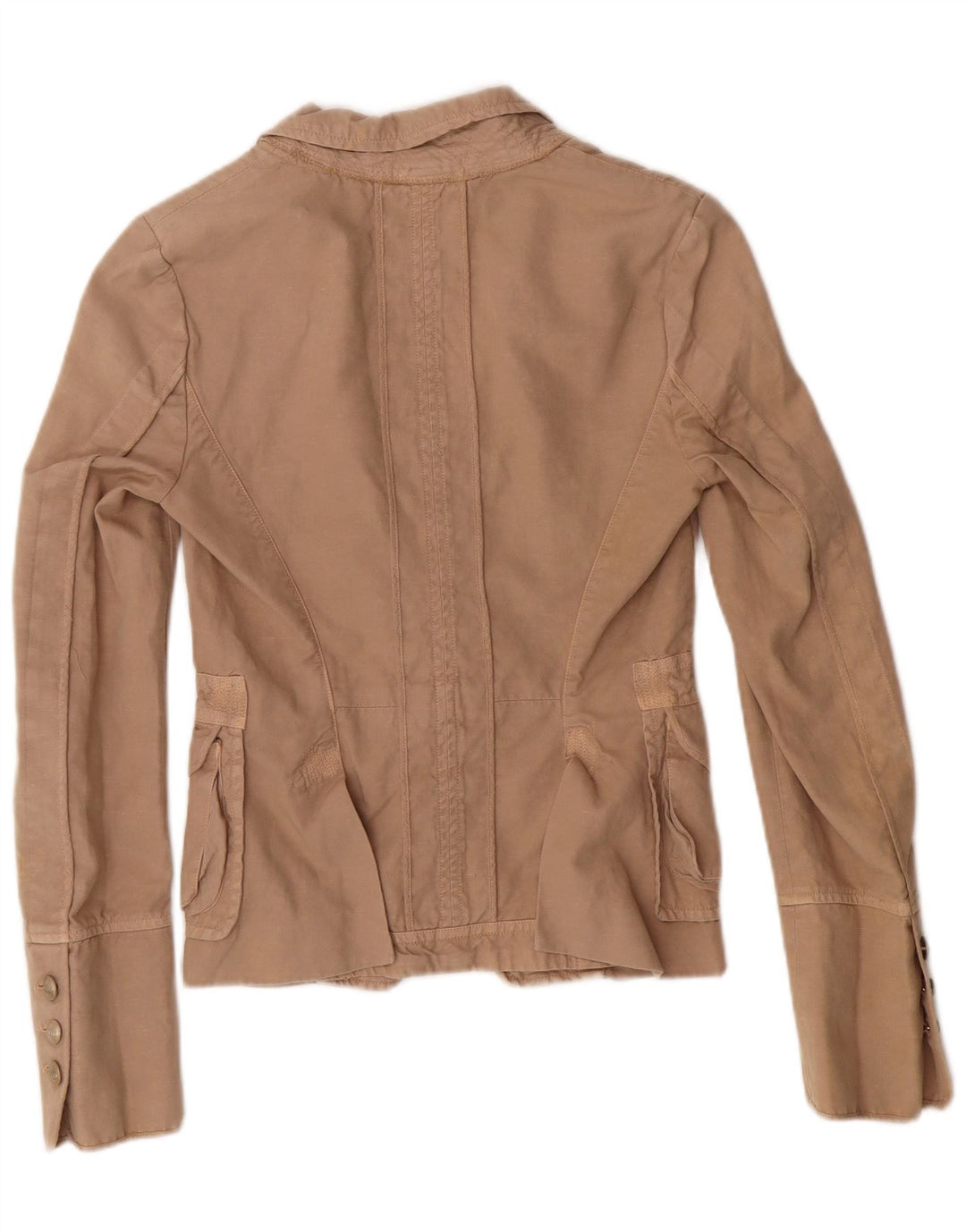 PINKO Dame 2 Button Blazer Jacket UK 8 Small Beige Bomuld