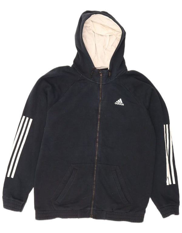 Adidas Hættetrøje med lynlås til mænd UK 42/44 Stor marineblå bomuld