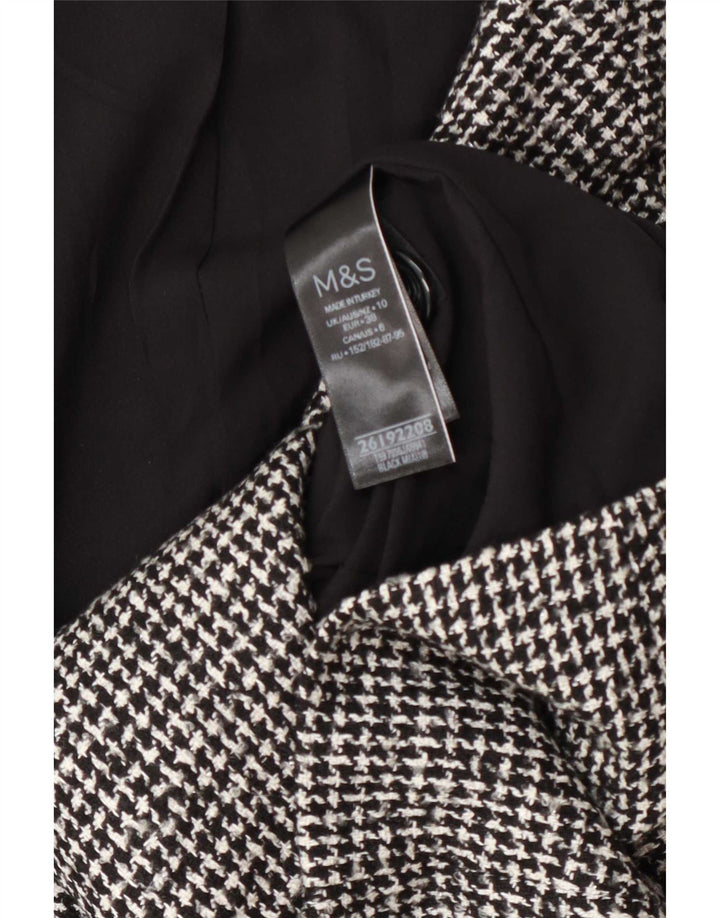Marks & Spencer Dame 2 Button Blazer Jacket UK 10 Small Black Houndstooth