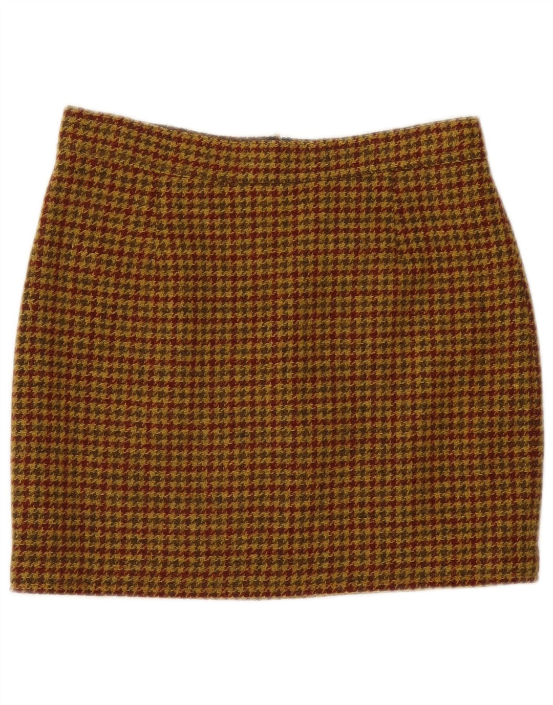 Vintage mininederdel til kvinder IT 46 Large W30 Brown Houndstooth Uld