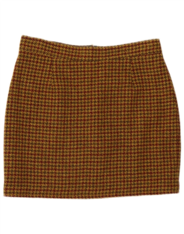 Vintage mininederdel til kvinder IT 46 Large W30 Brown Houndstooth Uld