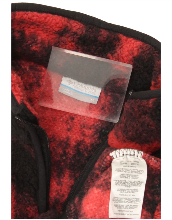 COLUMBIA Fleecetrøje med lynlås til kvinder UK 14 Medium rød ternet polyester