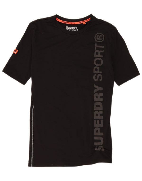 Superdry Herre Athletic Fit Grafisk T-shirt Top Lille sort polyester Sports