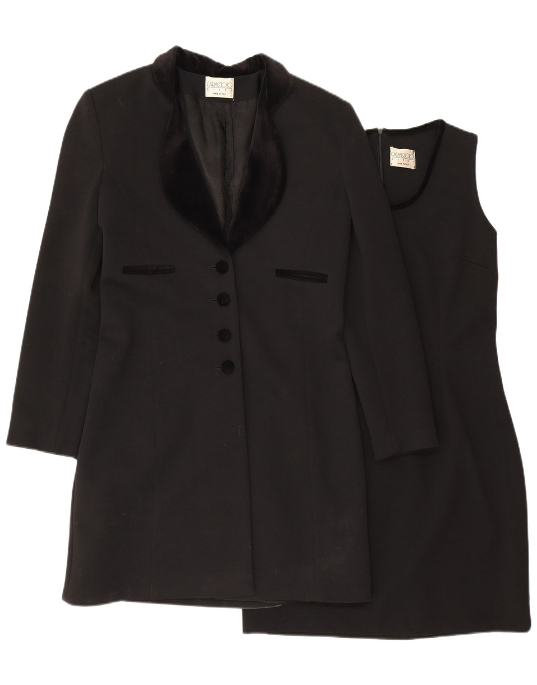 Caracciolo Dame 4-knap 2-delt sæt IT 44 Medium Sort Polyester