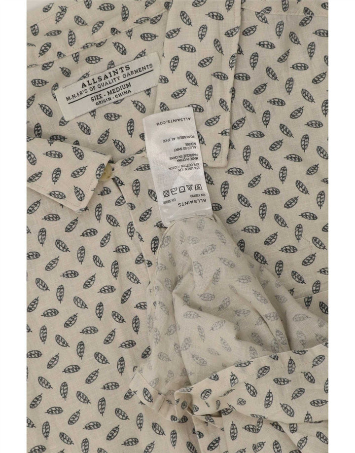 All Saints Kortærmet Herreskjorte Medium Off White Plettet