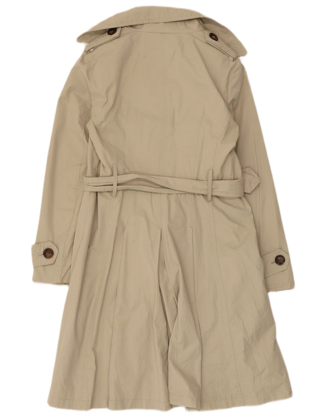 Zara Dame Dobbeltradet Trench Coat UK 14 Stor Beige Polyester