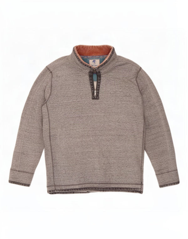 Fat Face Herre lynlås-hals sweatshirt 3XL Grå Flecked Bomuld