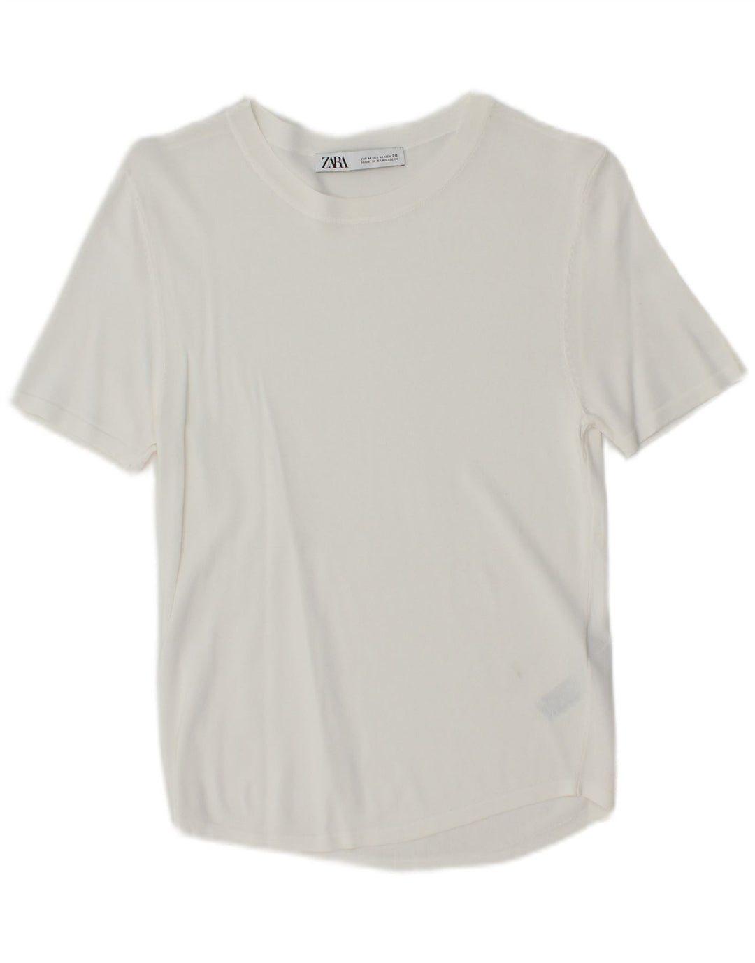 ZARA T-shirt top til kvinder UK 12 Medium White Viscose