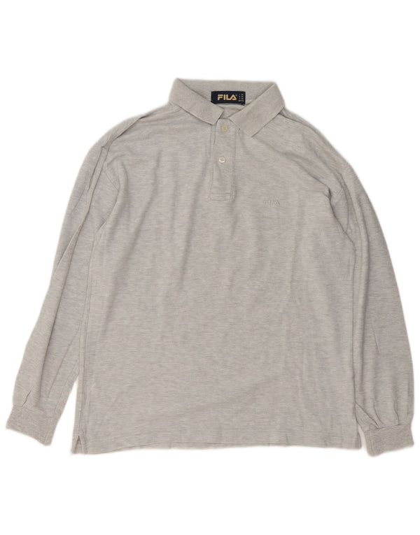 Fila Herre Loose Fit Langærmet Polo Shirt 2XS Grå Bomuld