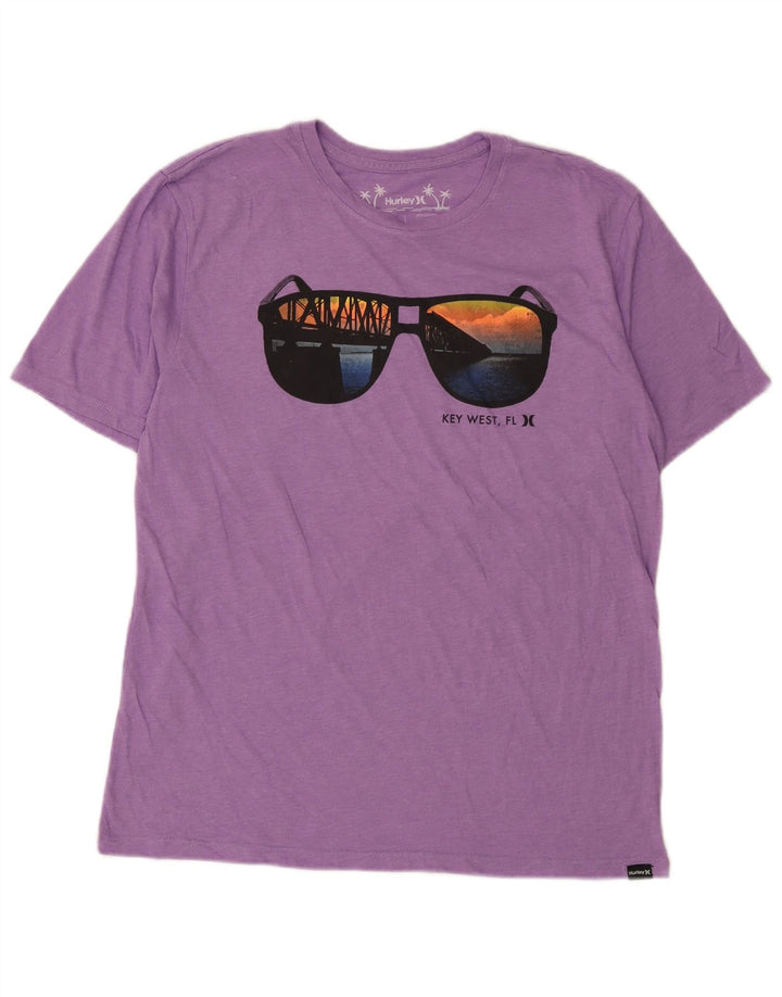 Hurley Herre Grafisk T-Shirt Top Medium Lilla Bomuld
