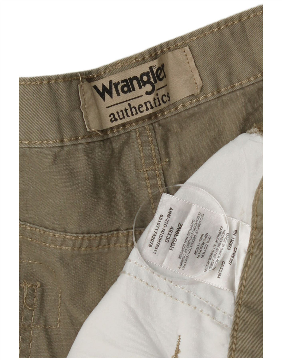 WRANGLER Herre Autentiske Straight Cargo Bukser W48 L30 Khaki Bomuld