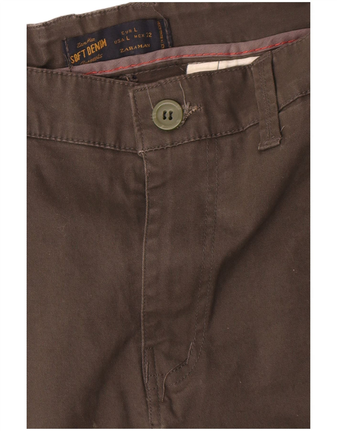 Zara Herre Slim Chino Bukser Large W32 L30 Khaki