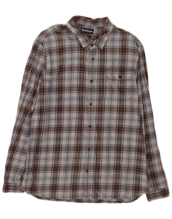 Barbour herre skræddersyet pasform flannelskjorte XL grå ternet bomuld