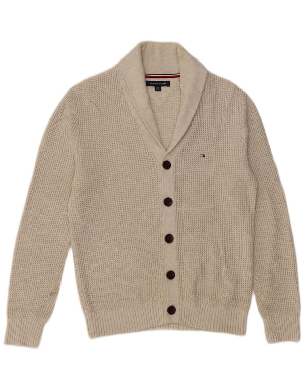 TOMMY HILFIGER Mens Cardigan Sweater Small Grey Cotton