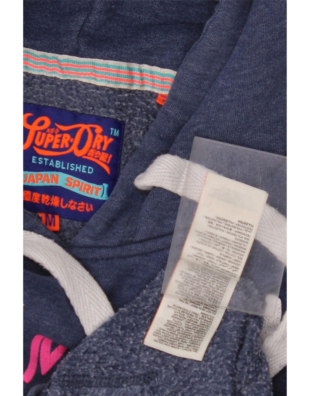 SUPERDRY Grafisk hættetrøje til kvinder UK 14 Mellem marineblå bomuld