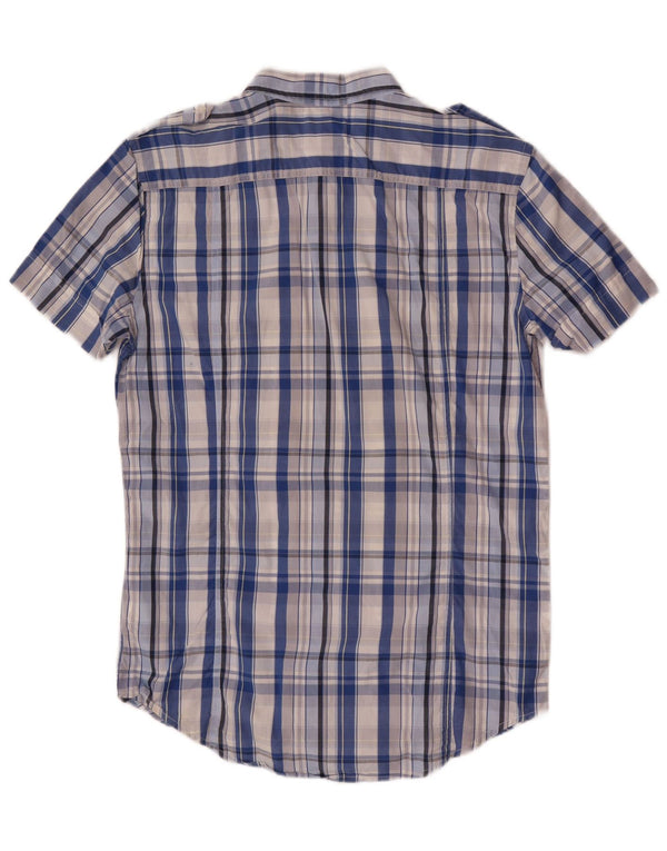 Diesel Herre Kortærmet Military Shirt Medium Blue Ternet Bomuld