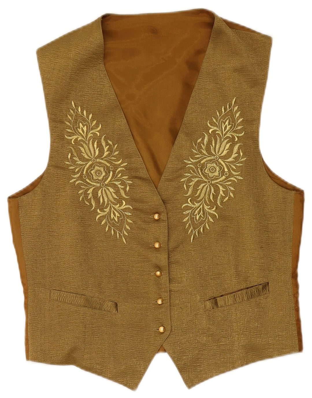 VINTAGE Damevest UK 14 Medium Khaki Floral Polyester