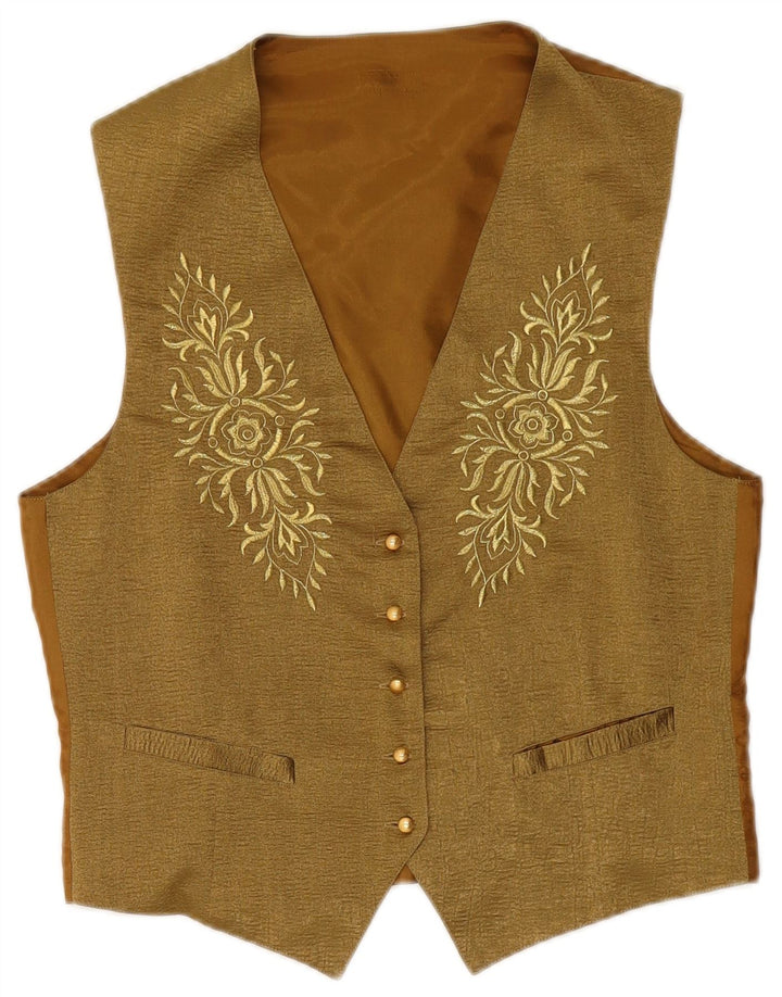 VINTAGE Damevest UK 14 Medium Khaki Floral Polyester