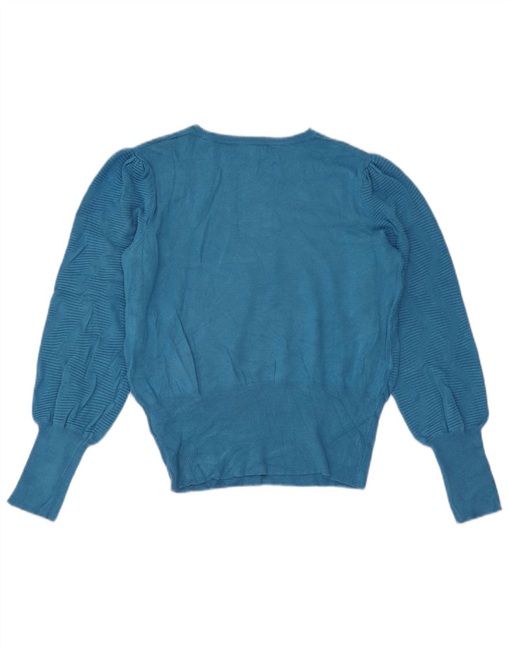 Marks & Spencer Dame sweater med rund hals DK 14 Medium Blue Geometric