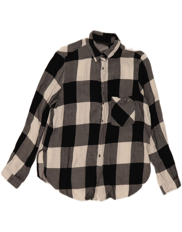 ZARA Womens Flannel Shirt UK 12 Medium Black Check Vintage Zara and Second-Hand Zara from Messina Hembry 
