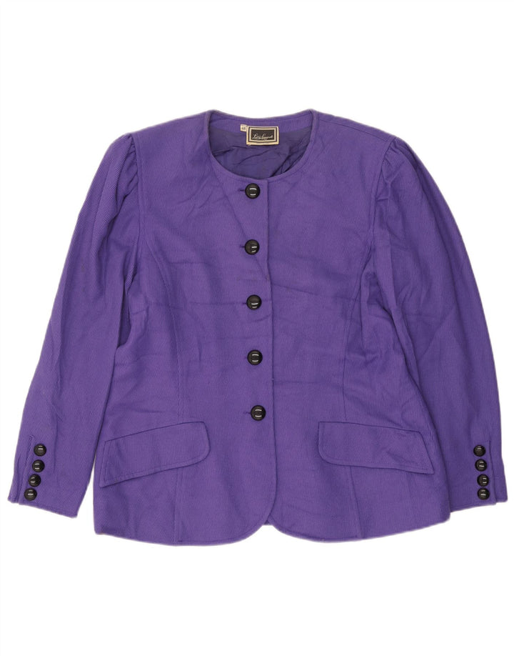 Luisa Spagnoli Dame 5-knaps blazerjakke IT 48 XL Lilla Uld
