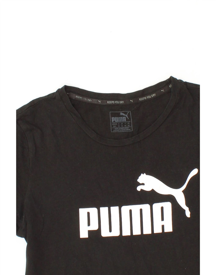 PUMA Womens Graphic T-Shirt Top UK 12 Medium Black Cotton Vintage Puma and Second-Hand Puma from Messina Hembry 