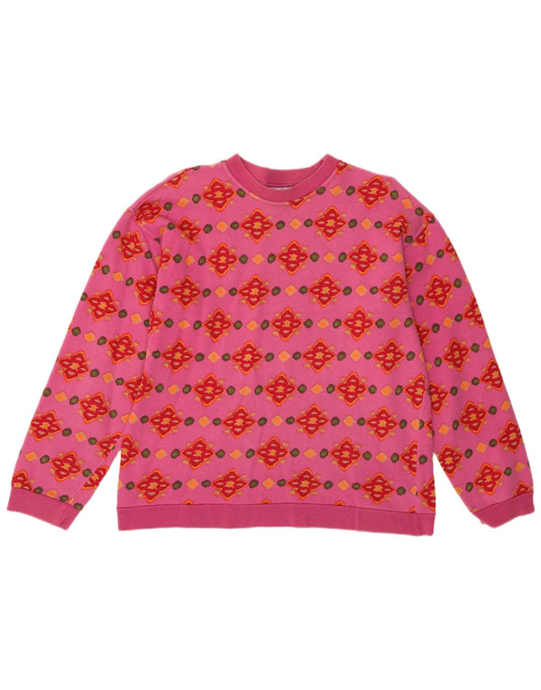 Stefanel Girls Sweatshirt Jumper 13-14 år 2XL Pink Geometrisk Bomuld