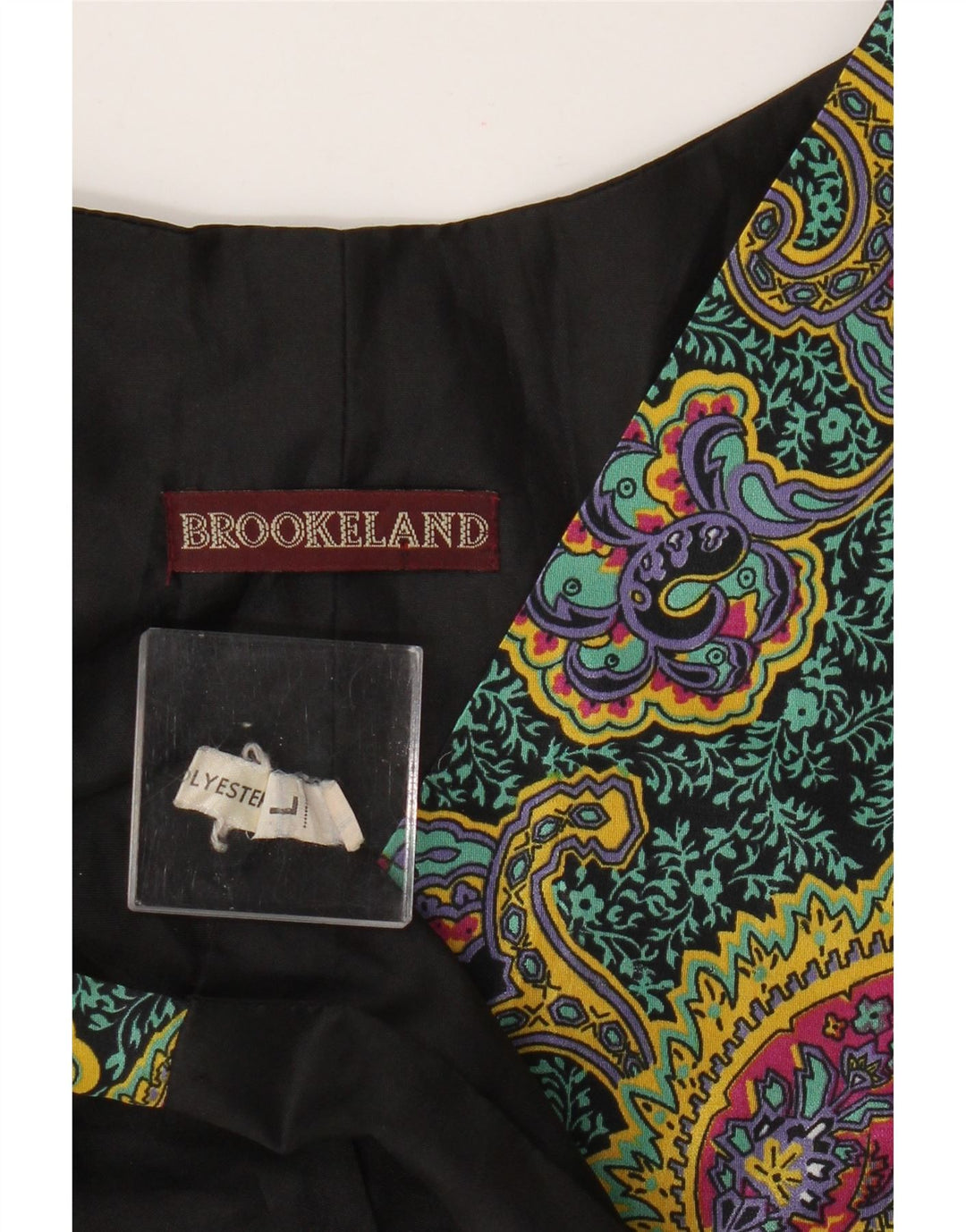 Vintage vest til mænd Stor grøn Paisley polyester