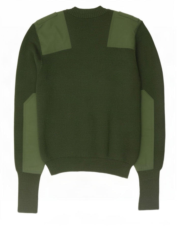 Halfen Herre Crew Neck Jumper Sweater IT 48 Medium Green Colourblock Uld