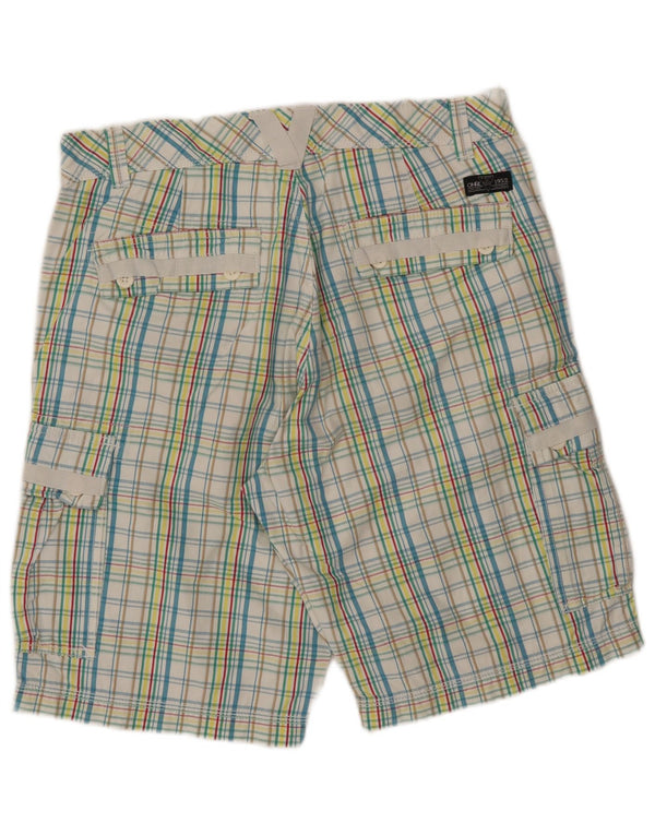 O'NEILL Mens Cargo Shorts W33 Medium Blue Check Cotton