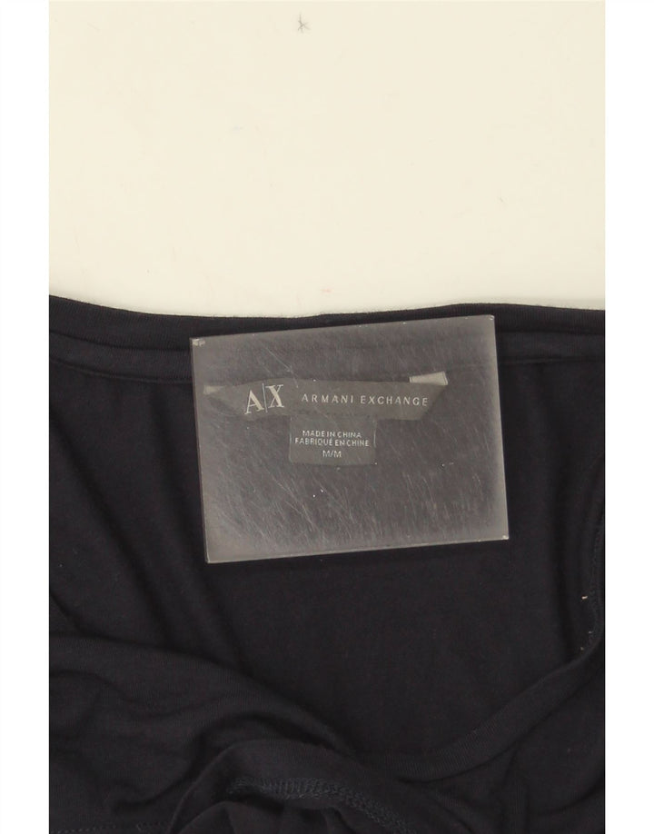 Armani Exchange Kvindes T-shirt Top UK 14 Medium Navy Blå Geometrisk