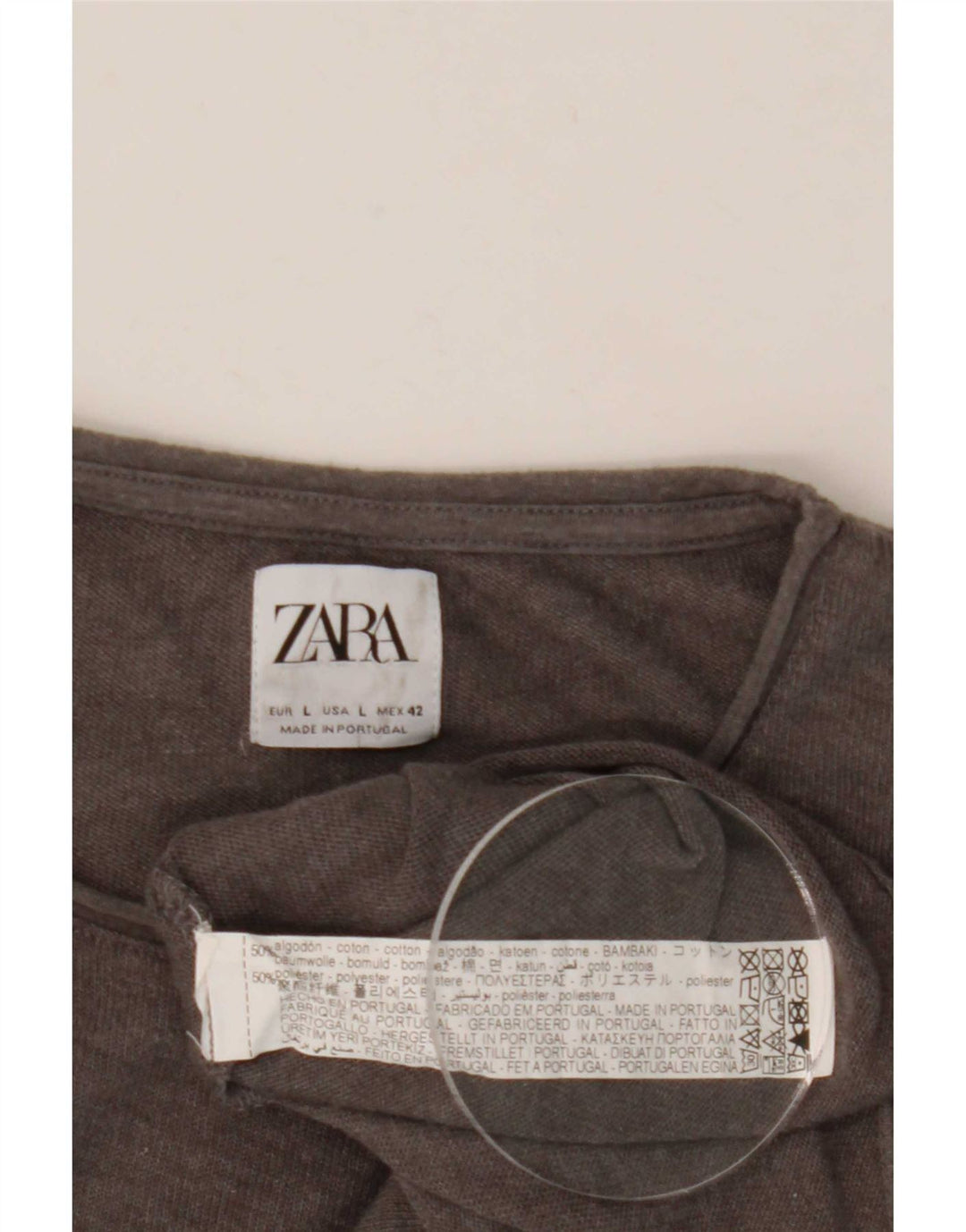 Zara Herre T-Shirt Top Stor Grå Bomuld