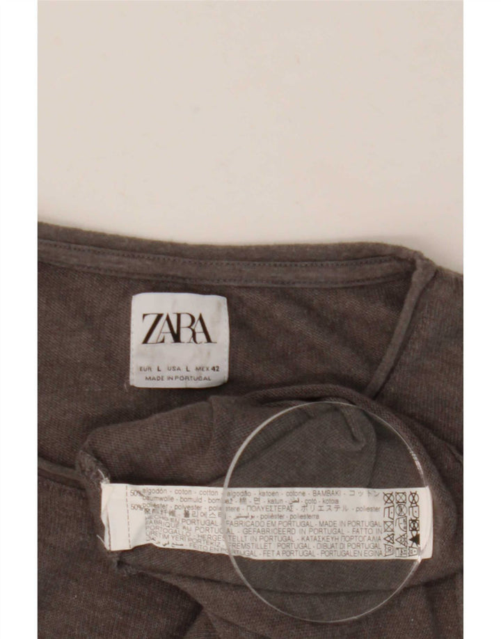 Zara Herre T-Shirt Top Stor Grå Bomuld