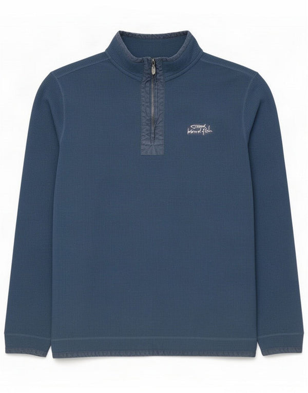 Weird Fish Mens Zip Neck Fleece Jumper XL Blue Polyester
