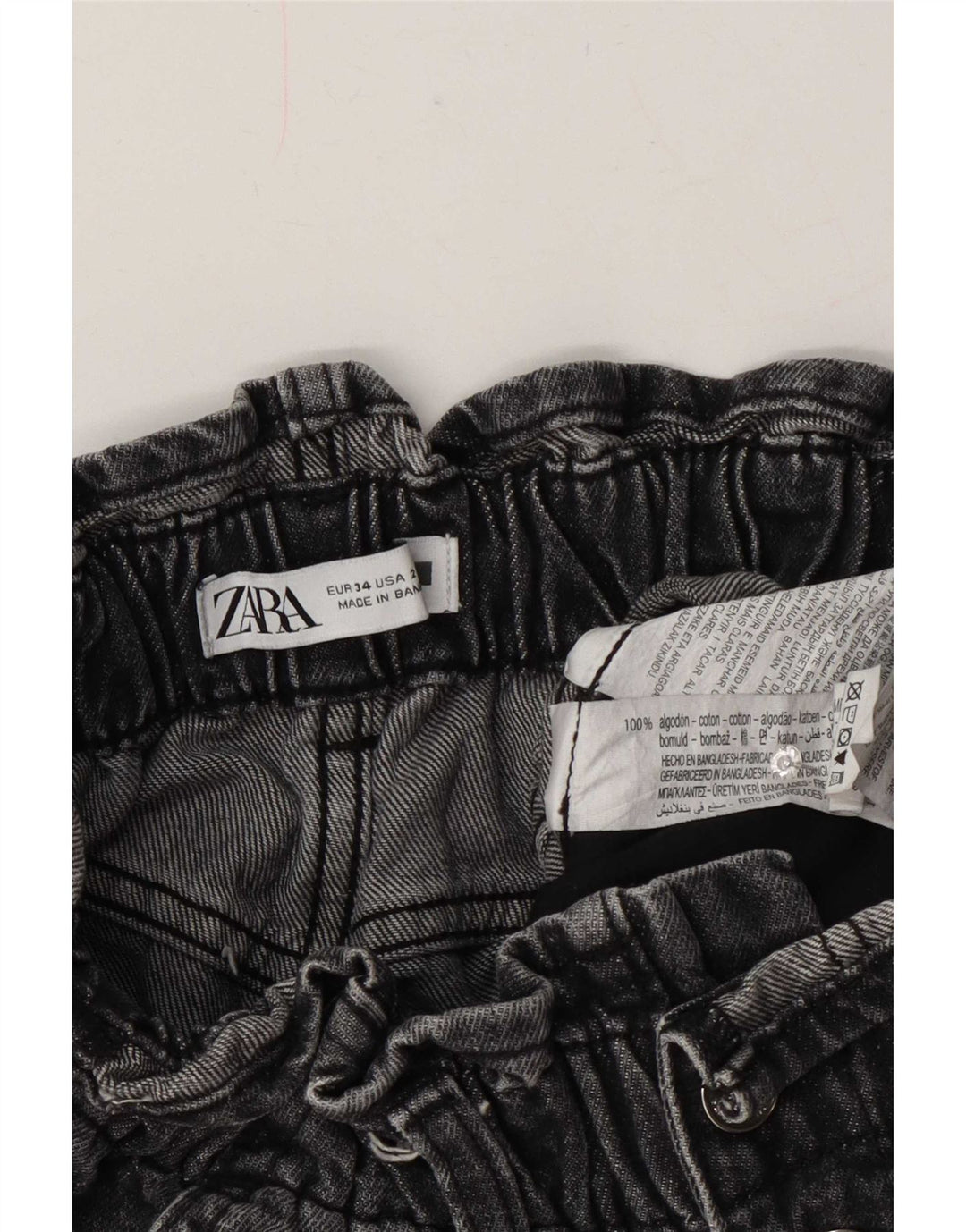 Zara Dame Denim Shorts EU 34 2XS W24 Grå Bomuld