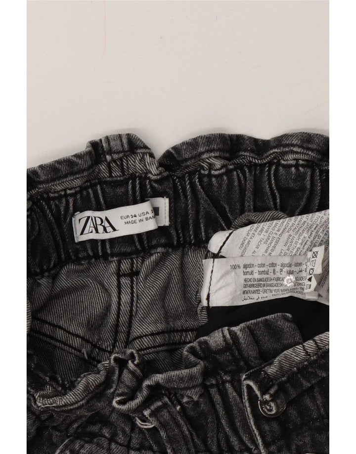 Zara Dame Denim Shorts EU 34 2XS W24 Grå Bomuld