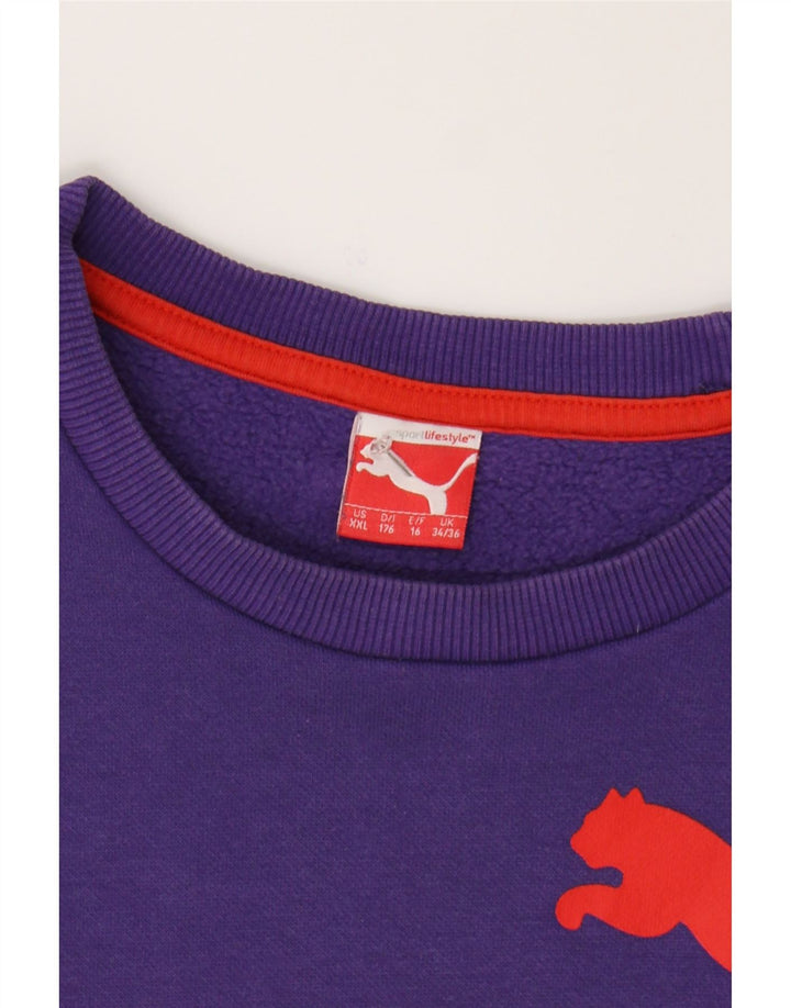 PUMA Boys Graphic Sweatshirt Jumper 15-16 Years Purple Cotton Vintage Puma and Second-Hand Puma from Messina Hembry 