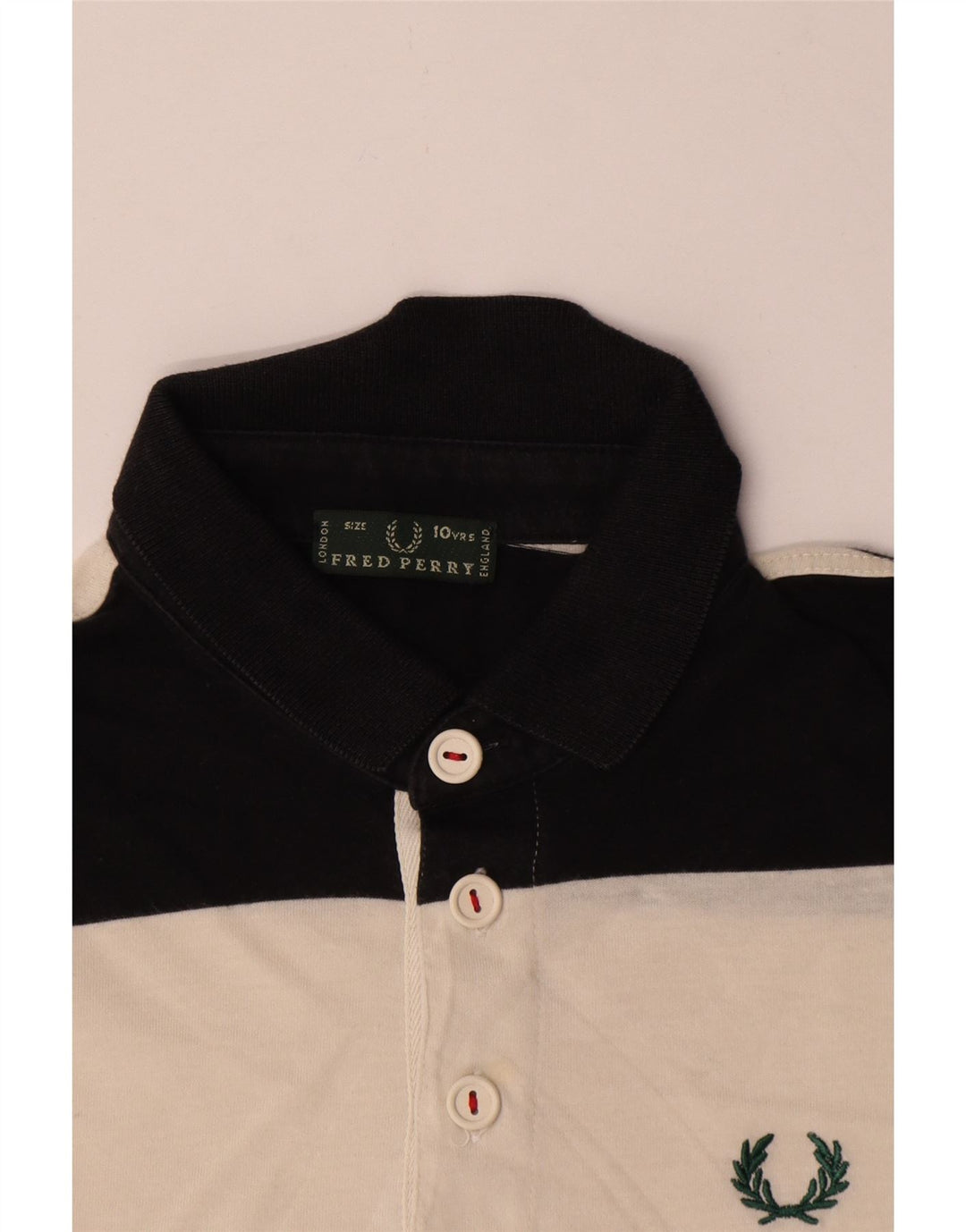 Fred Perry Boys Rugby Polo Shirt 9-10 år Sort Stribet